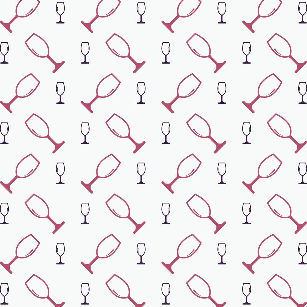 Wine Glass trendy repeating pattern red blue color vector illustration