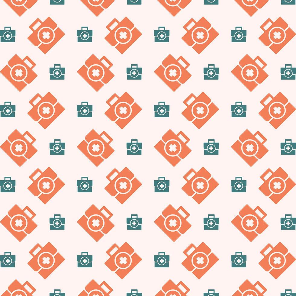 Medical Bag icon trendy orange repeating pattern cute colorful vector illustration