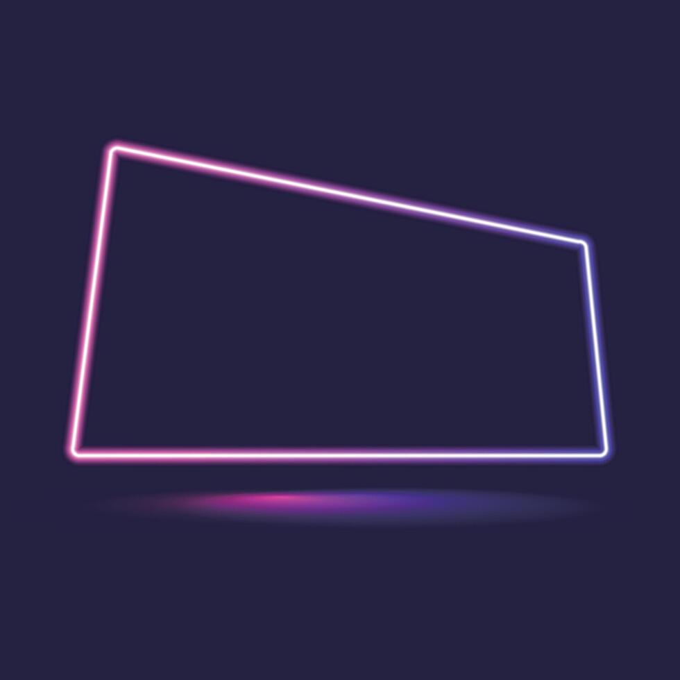 Neon rectangle frame. glowing outline shapes . Vector abstract background Illustration