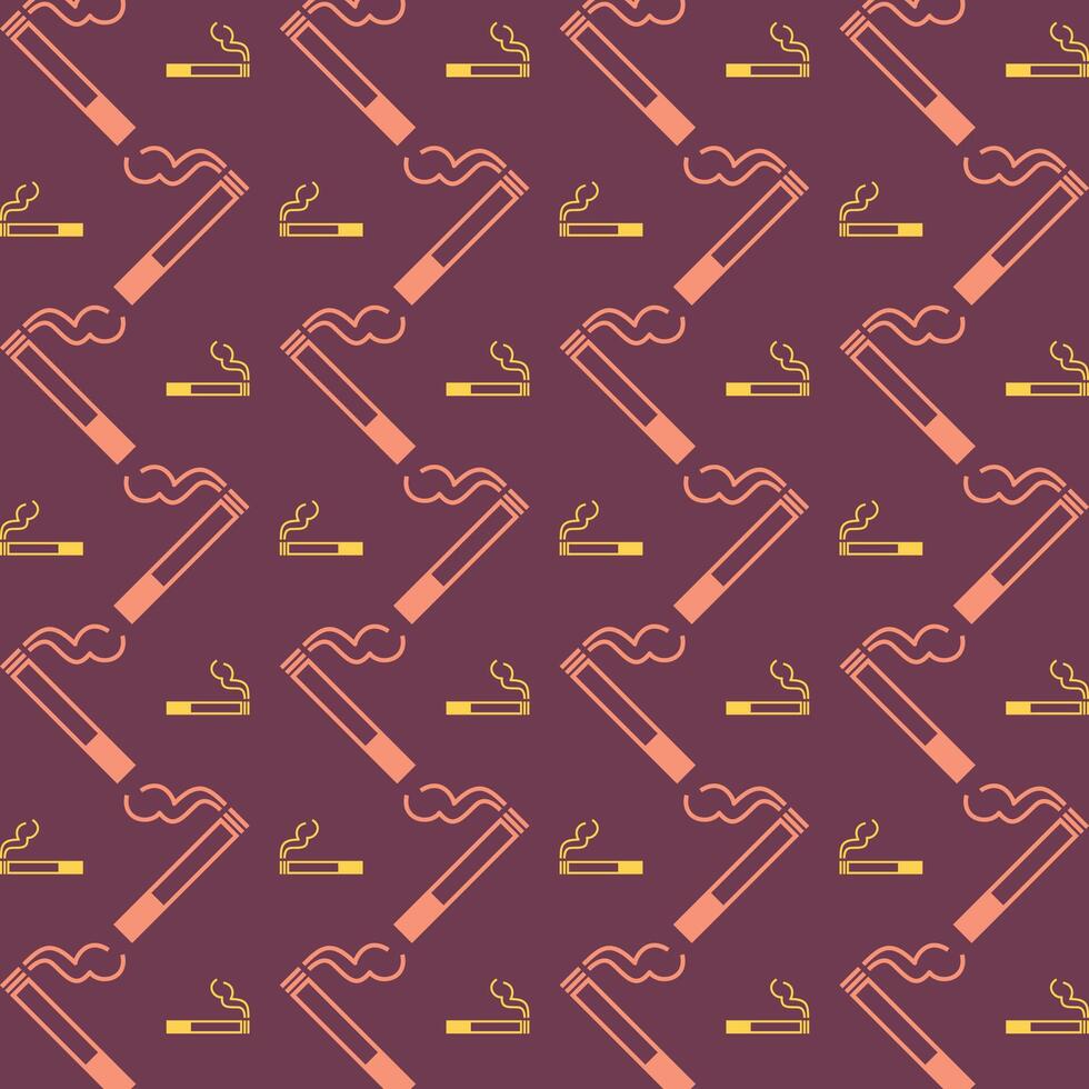 Smoking Icon Vector trendy repeating pattern maroon illustration background