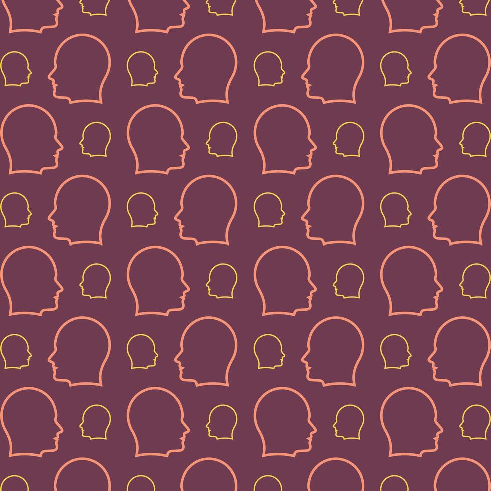Head Icon Vector trendy repeating pattern maroon illustration background
