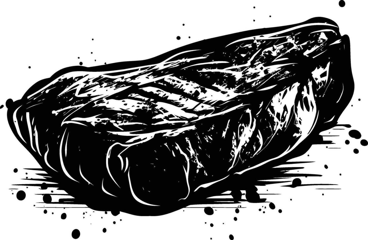 AI generated Silhouette steak food black color only vector