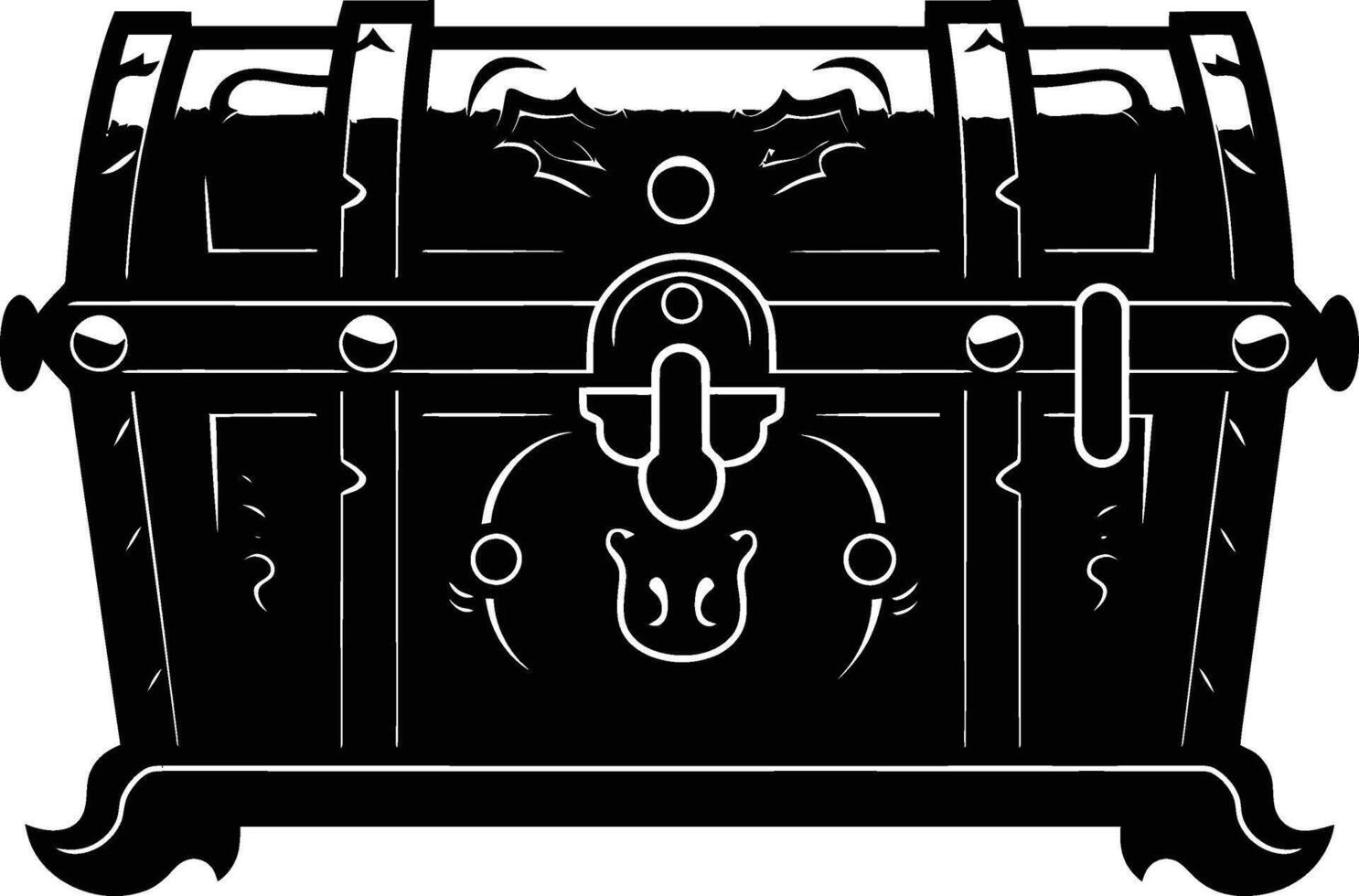 AI generated Silhouette Treasure Chest black color only vector