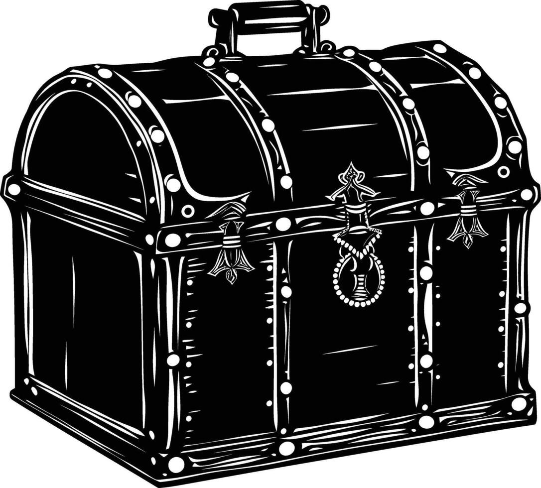 AI generated Silhouette Treasure Chest black color only vector