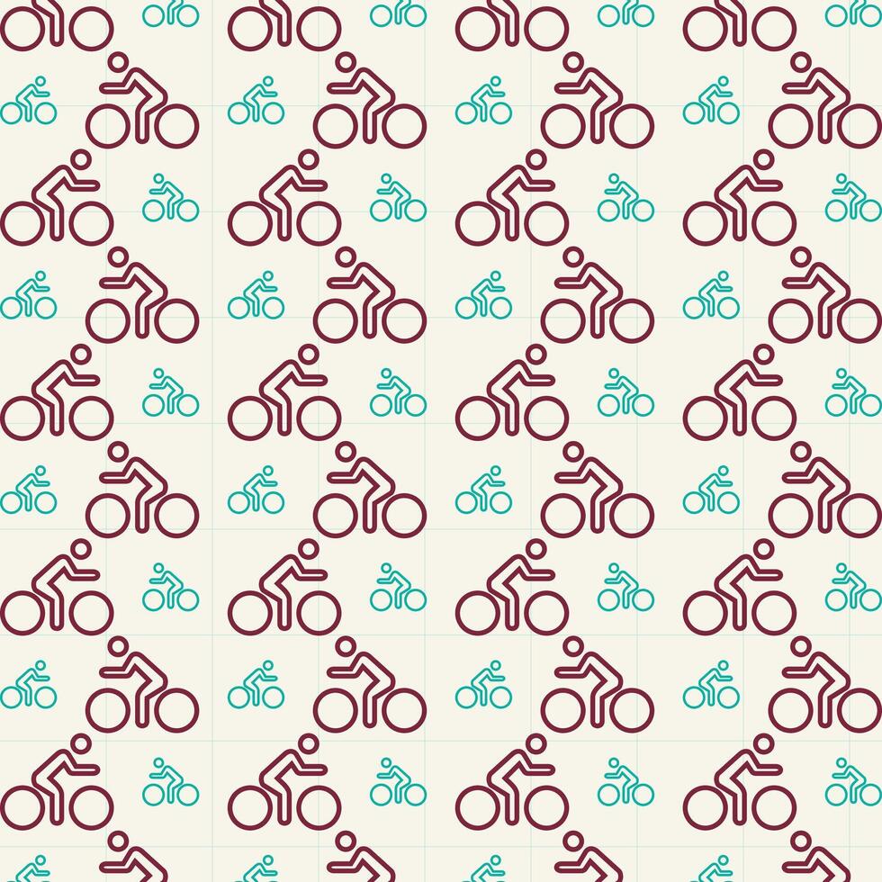 Cycling icon on graph trendy repeating pattern vector illustration background