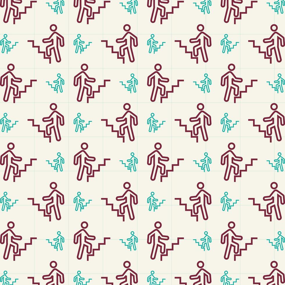 Climbing stairs icon on graph trendy repeating pattern vector illustration background