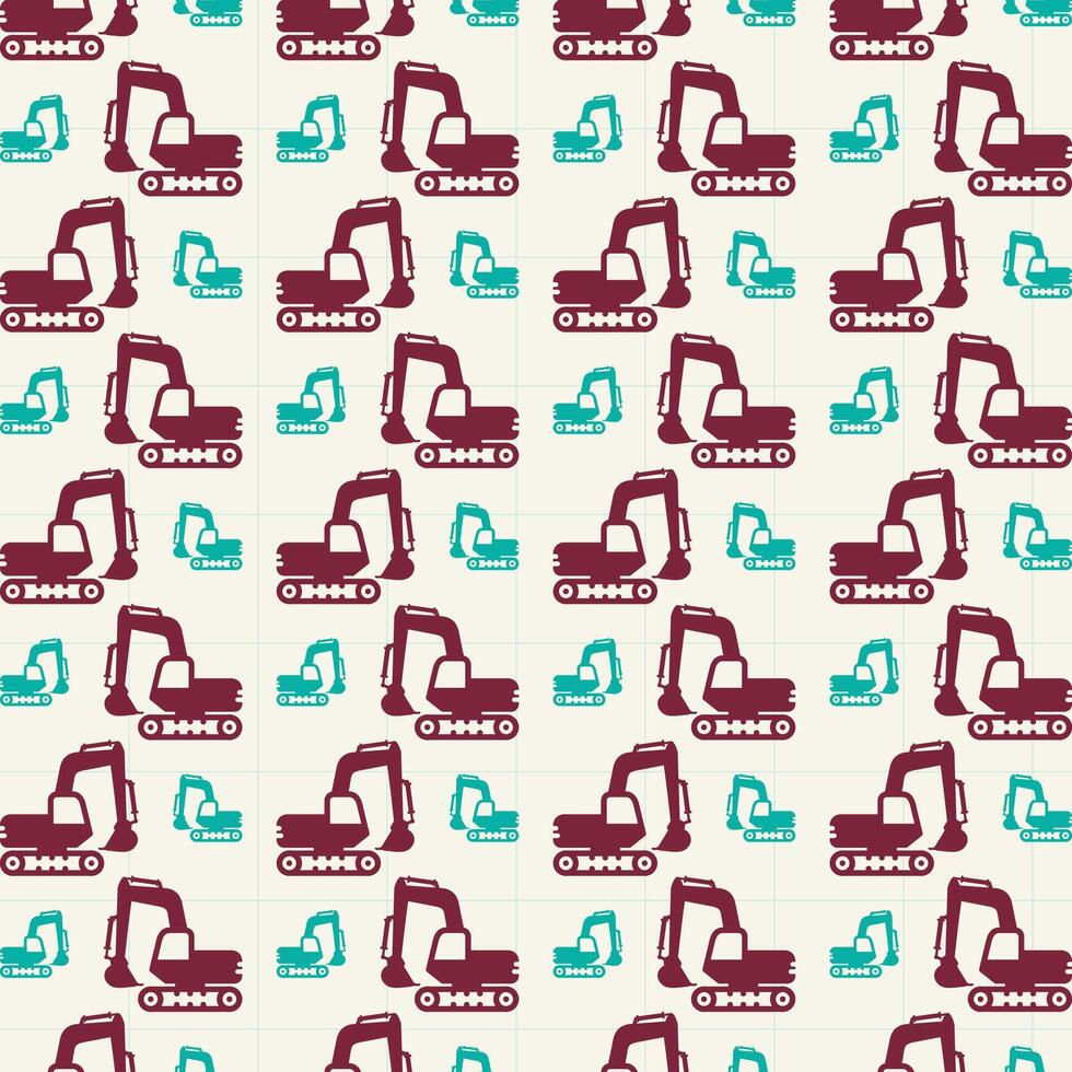 Excavator icon on graph trendy repeating pattern vector illustration background