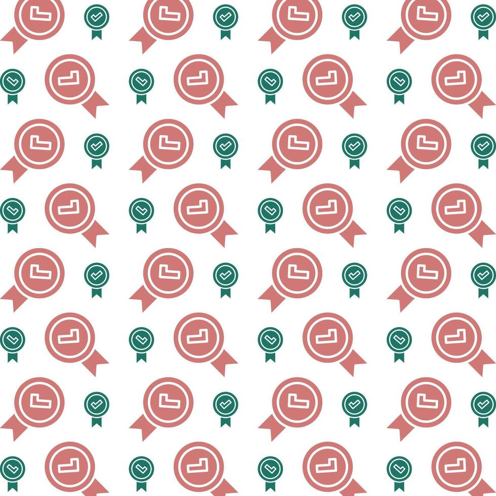 warranty symbol trendy repeating pattern green brown vector illustration background