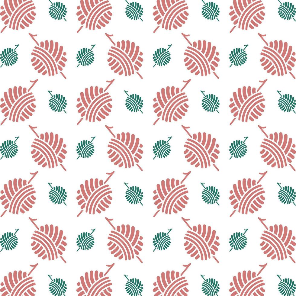 Crochet symbol trendy repeating pattern green brown vector illustration background