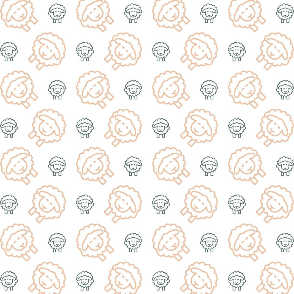 Lamb symbol trendy repeating pattern orange fill vector illustration background
