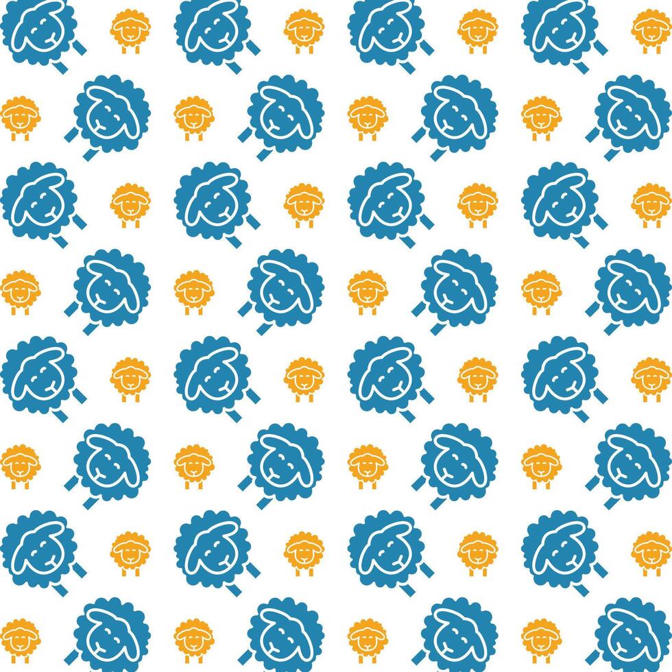 Lamb icon trendy repeating pattern blue yellow beautiful vector illustration background