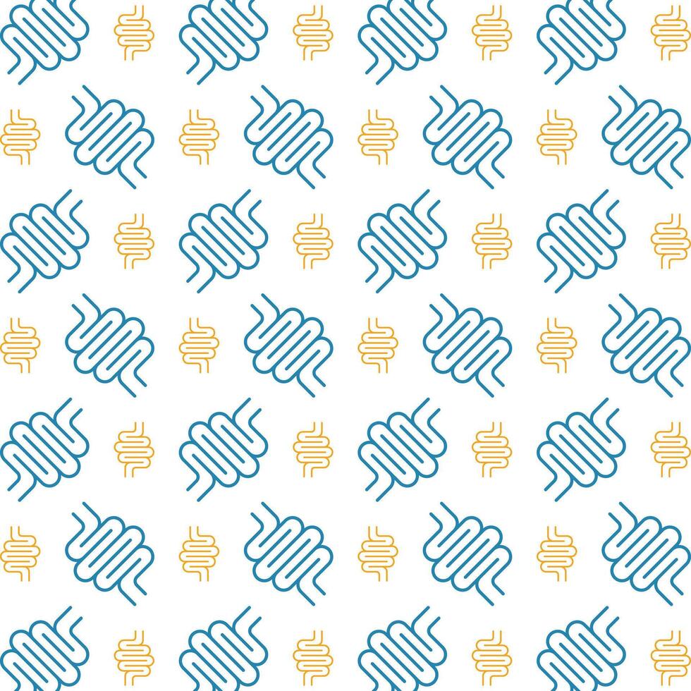 Intestine icon trendy repeating pattern blue yellow beautiful vector illustration background