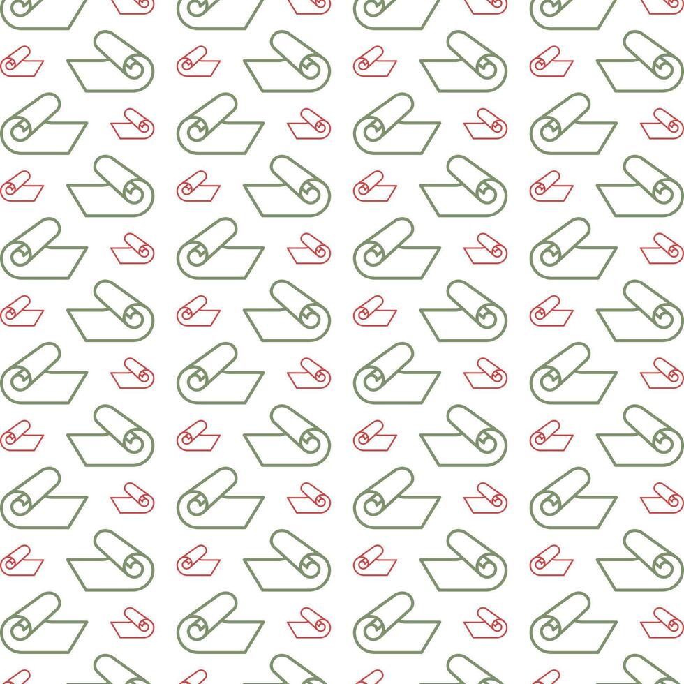 Yoga mat outline icon red green trendy repeating pattern vector beautiful illustration background