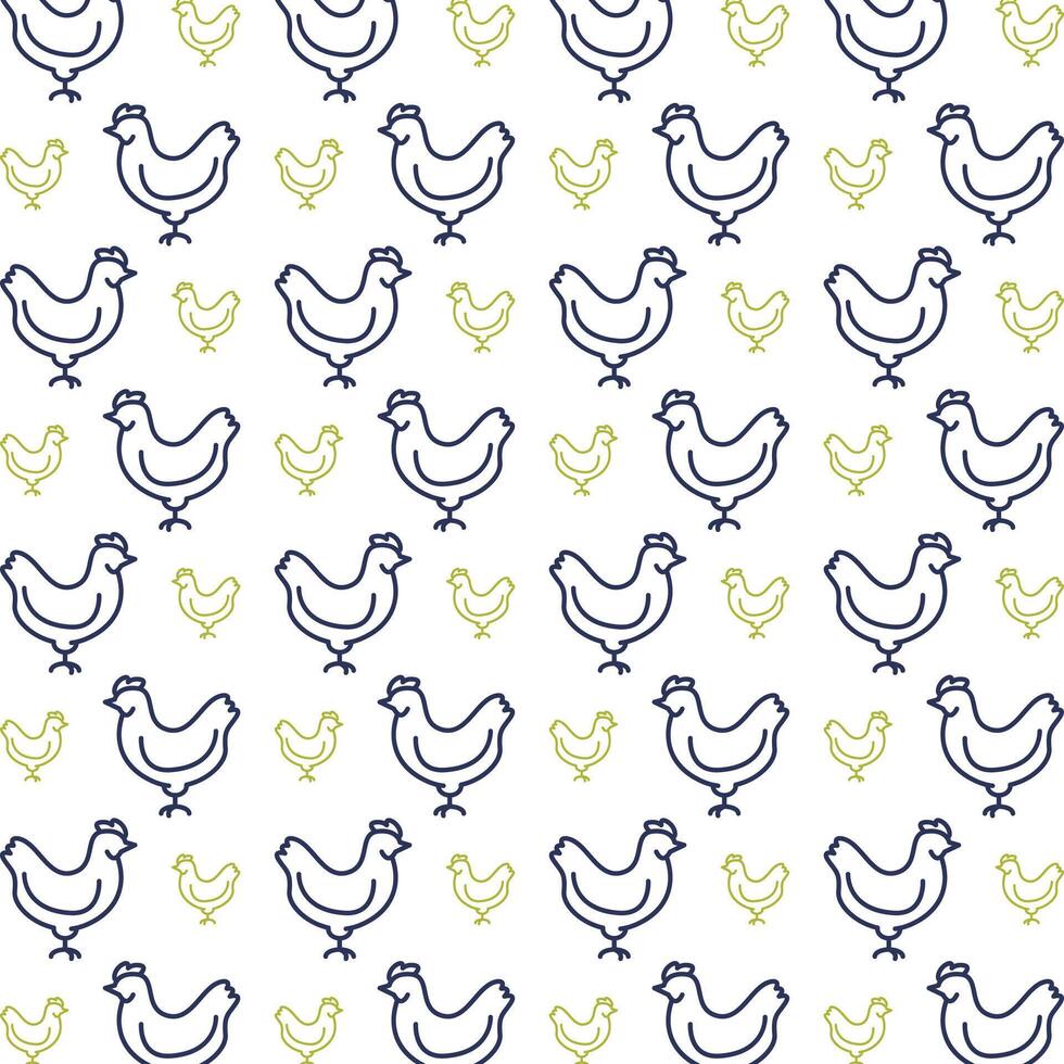 Chicken icon trendy repeating pattern white background vector illustration