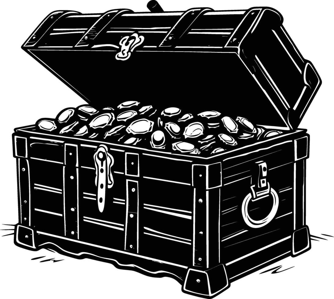 AI generated Silhouette Treasure Chest black color only vector