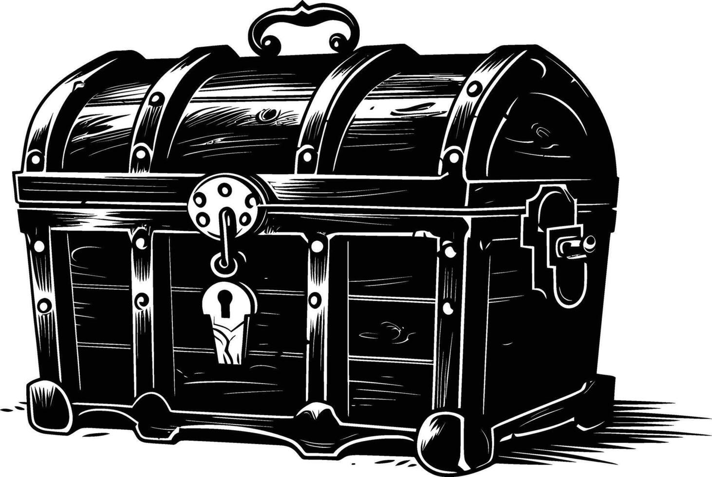 AI generated Silhouette Treasure Chest black color only vector