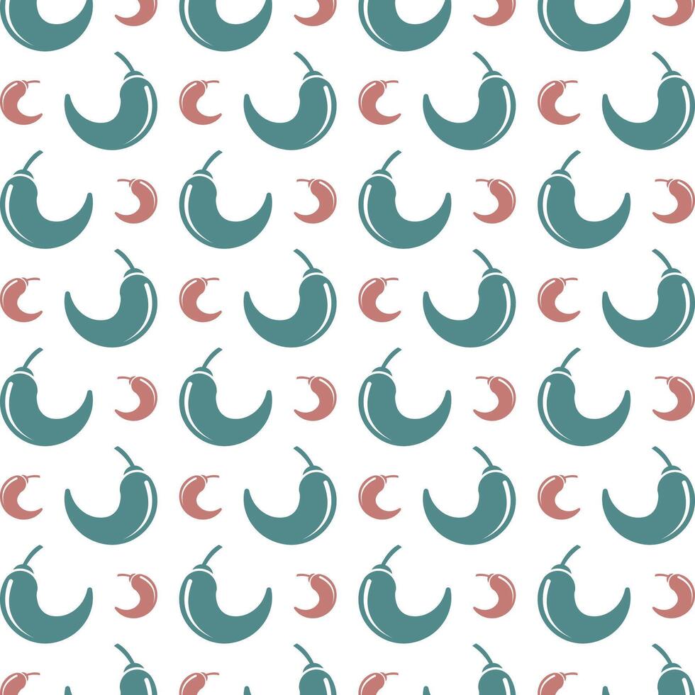 Chilli pepper multicolor repeating trendy pattern textile vector illustration background