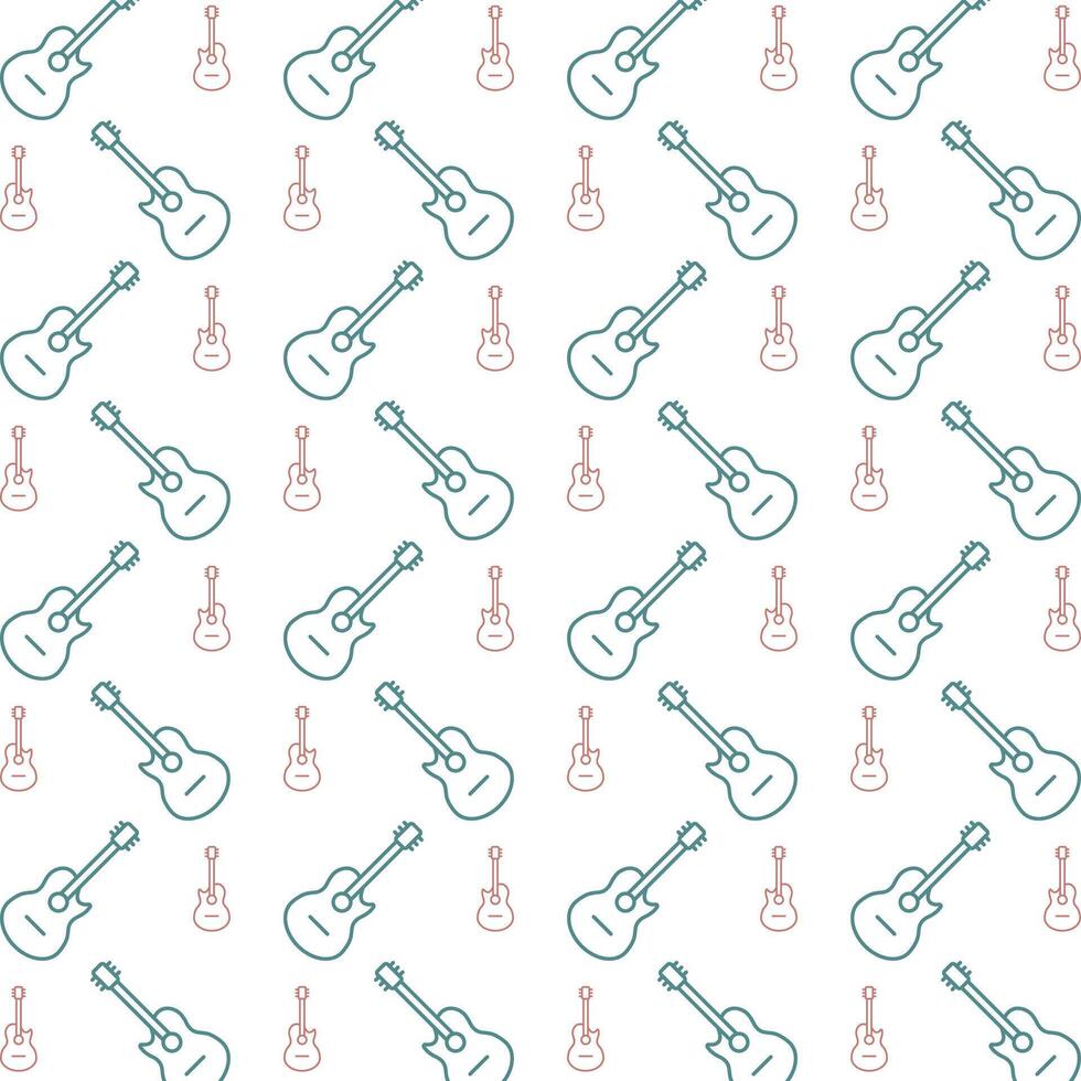 Guitar multicolor repeating trendy pattern textile vector illustration background