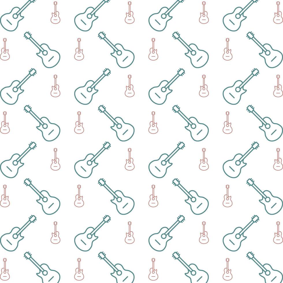 Guitar multicolor repeating trendy pattern textile vector illustration background