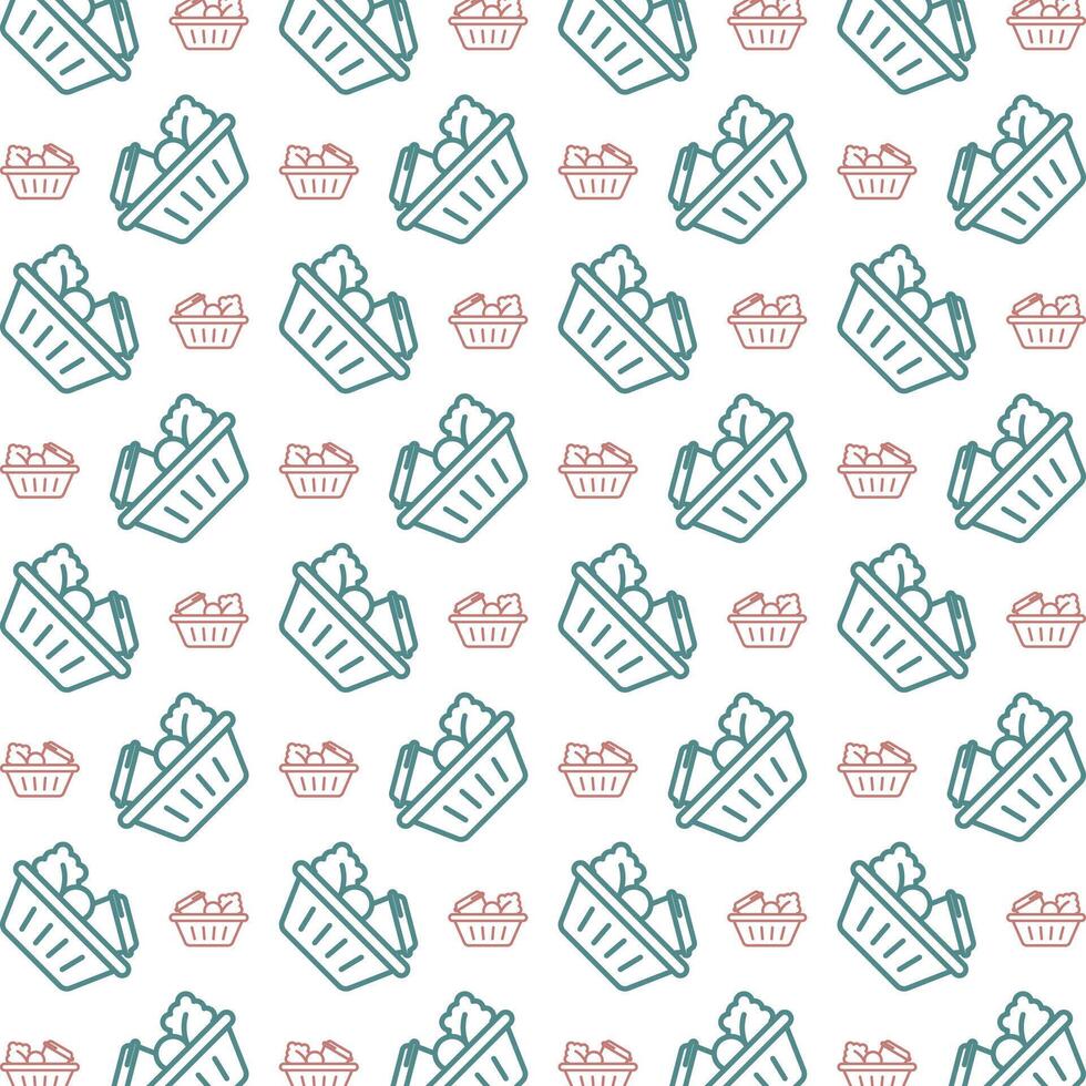 Food basket multicolor repeating trendy pattern textile vector illustration background