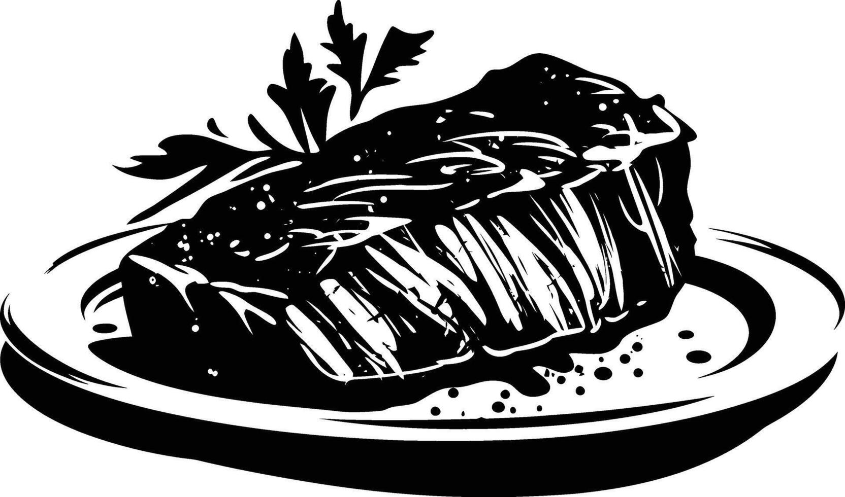 AI generated Silhouette steak food black color only vector