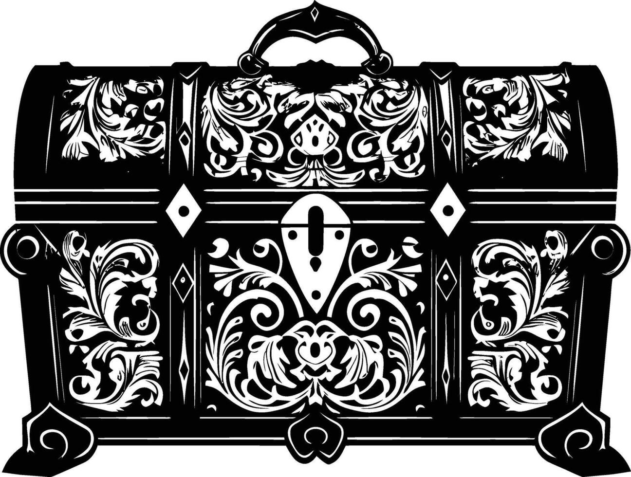 AI generated Silhouette Treasure Chest black color only vector