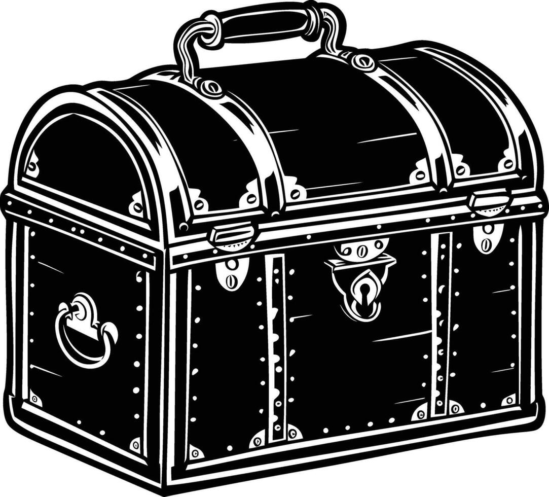 AI generated Silhouette Treasure Chest black color only vector