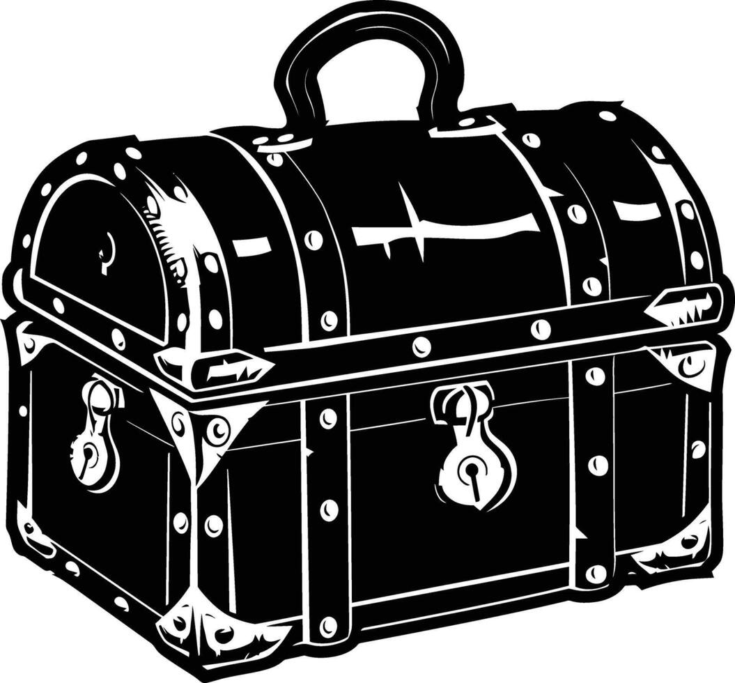 AI generated Silhouette Treasure Chest black color only vector