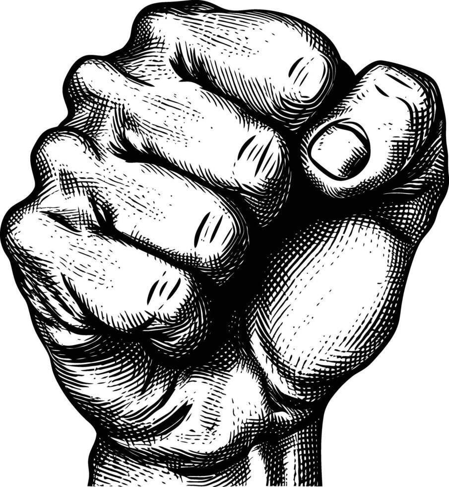 AI generated hand gesture in old engraving style for drawing reference vector