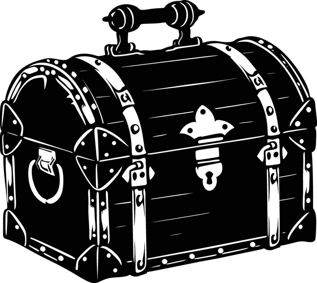 AI generated Silhouette Treasure Chest black color only vector