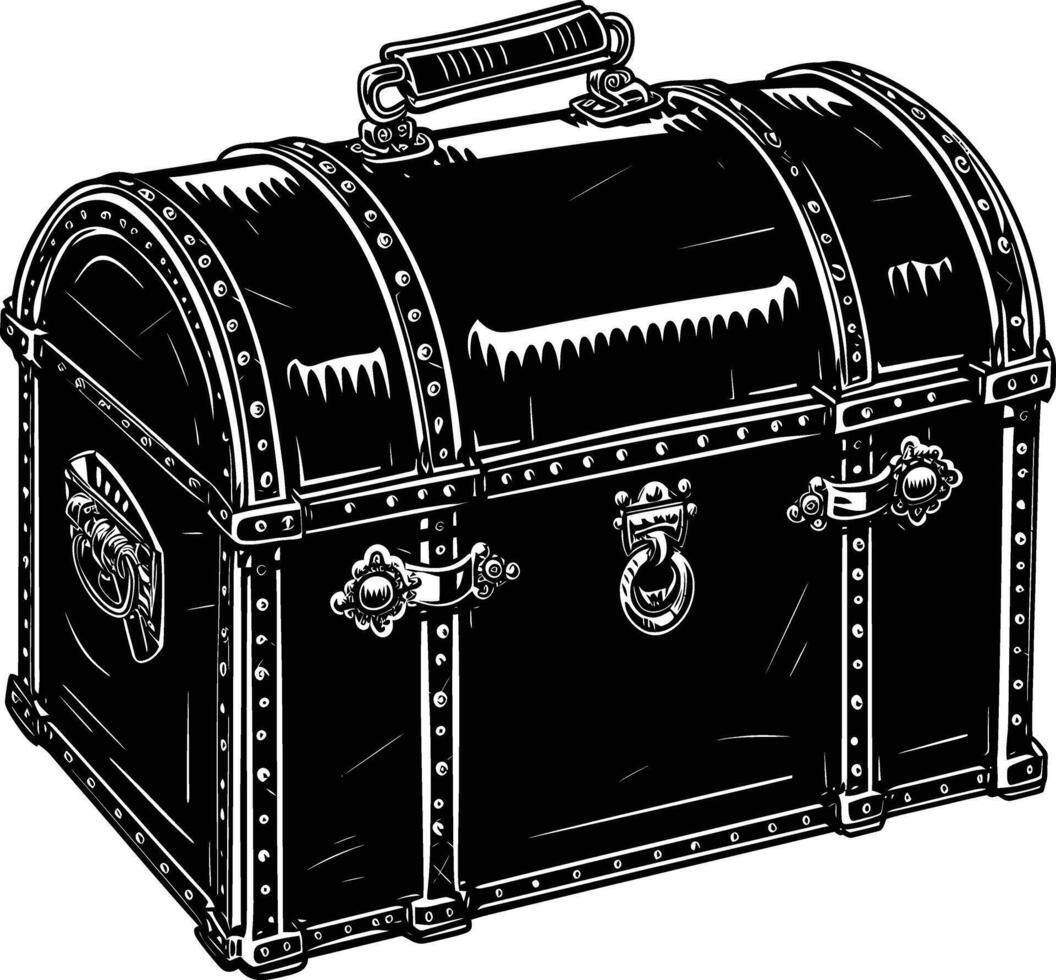 AI generated Silhouette Treasure Chest black color only vector