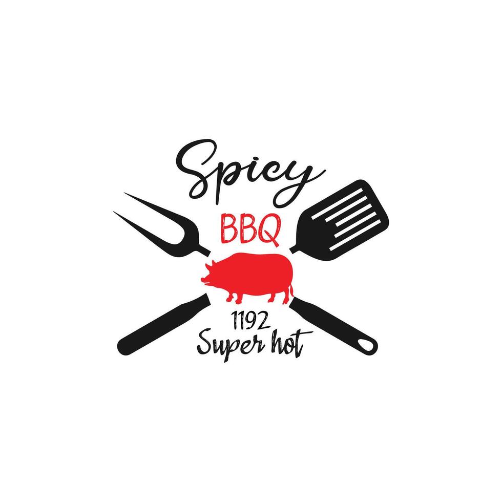 BBQ logotype and pig concept vector
