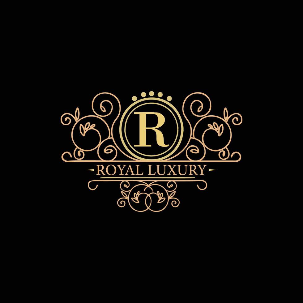 dorado ornamental elegante logo vector