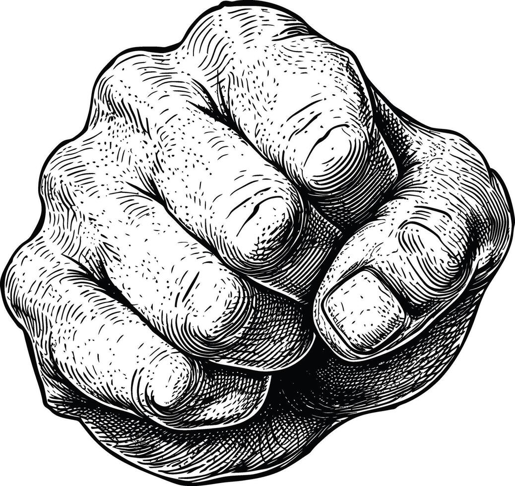 AI generated hand gesture in old engraving style for drawing reference vector