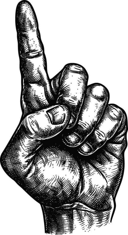 AI generated hand gesture in old engraving style for drawing reference vector