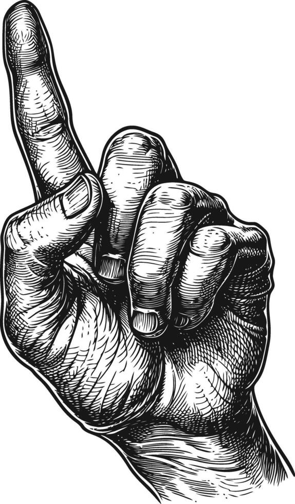 AI generated hand gesture in old engraving style for drawing reference vector