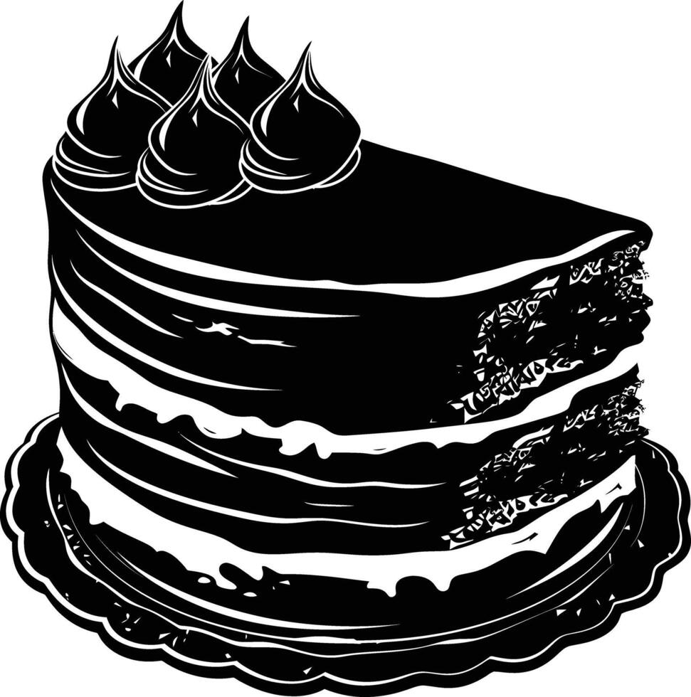 AI generated Silhouette birthday cake black color only vector