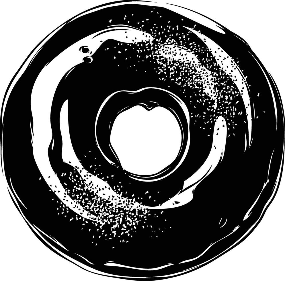 AI generated Silhouette donut black color only vector