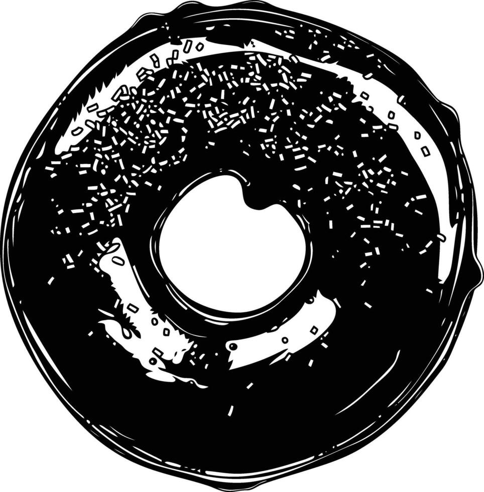 AI generated Silhouette donut black color only vector