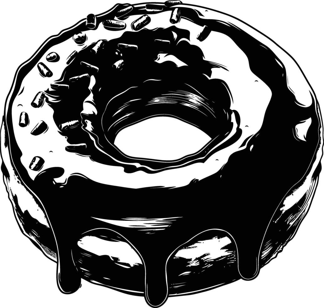 AI generated Silhouette donut black color only vector