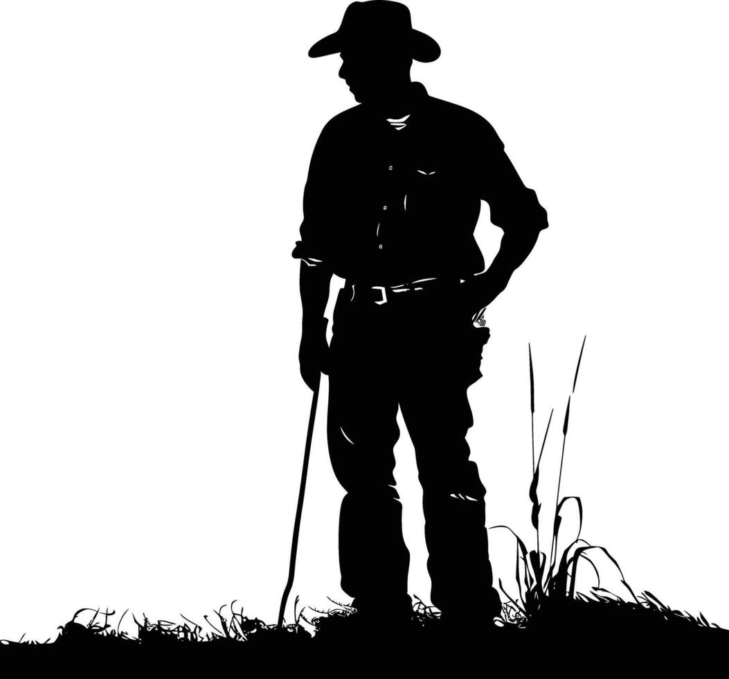 AI generated Silhouette farmer black color only full body vector