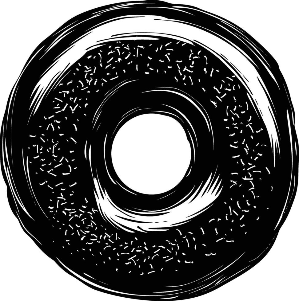 AI generated Silhouette donut black color only vector