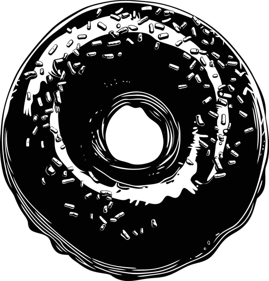 AI generated Silhouette donut black color only vector