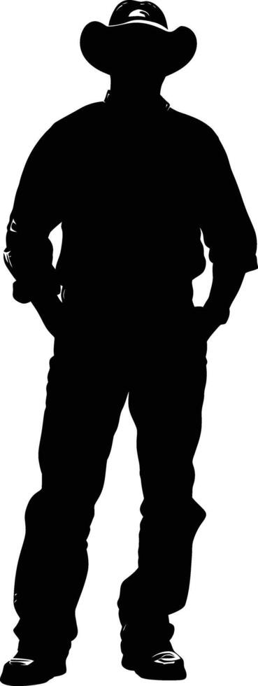 AI generated Silhouette farmer black color only full body vector