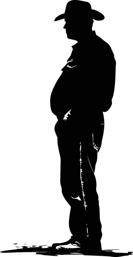 AI generated Silhouette farmer black color only full body vector