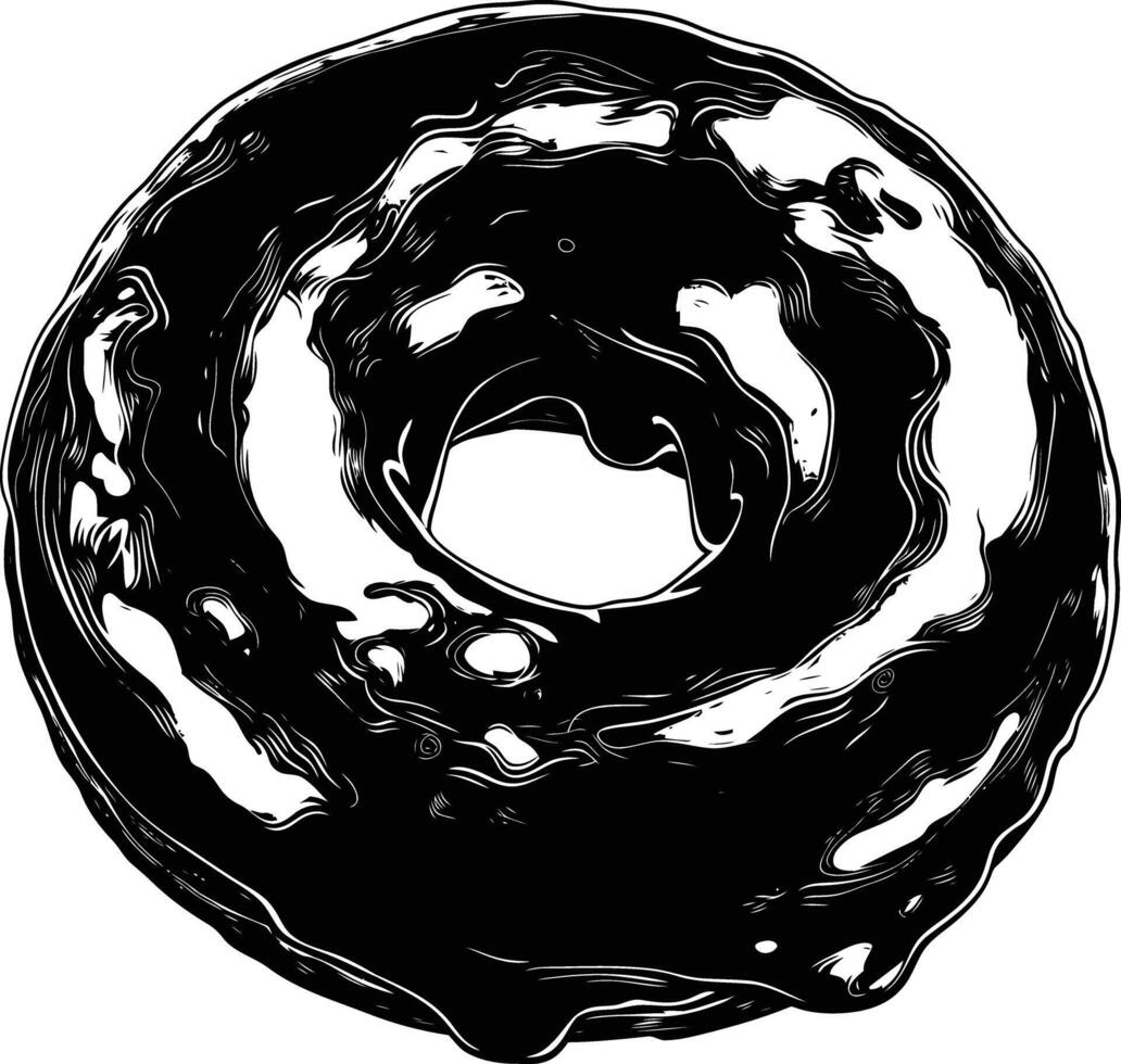 AI generated Silhouette donut black color only vector