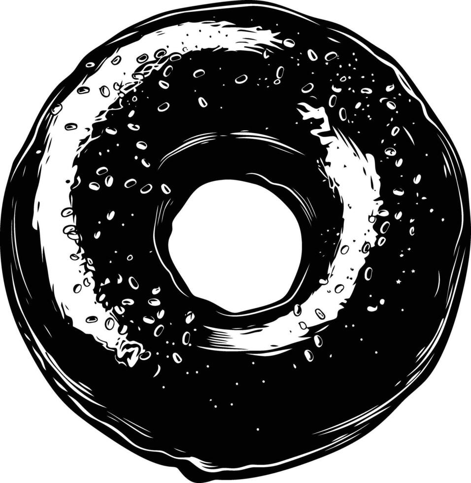 AI generated Silhouette donut black color only vector