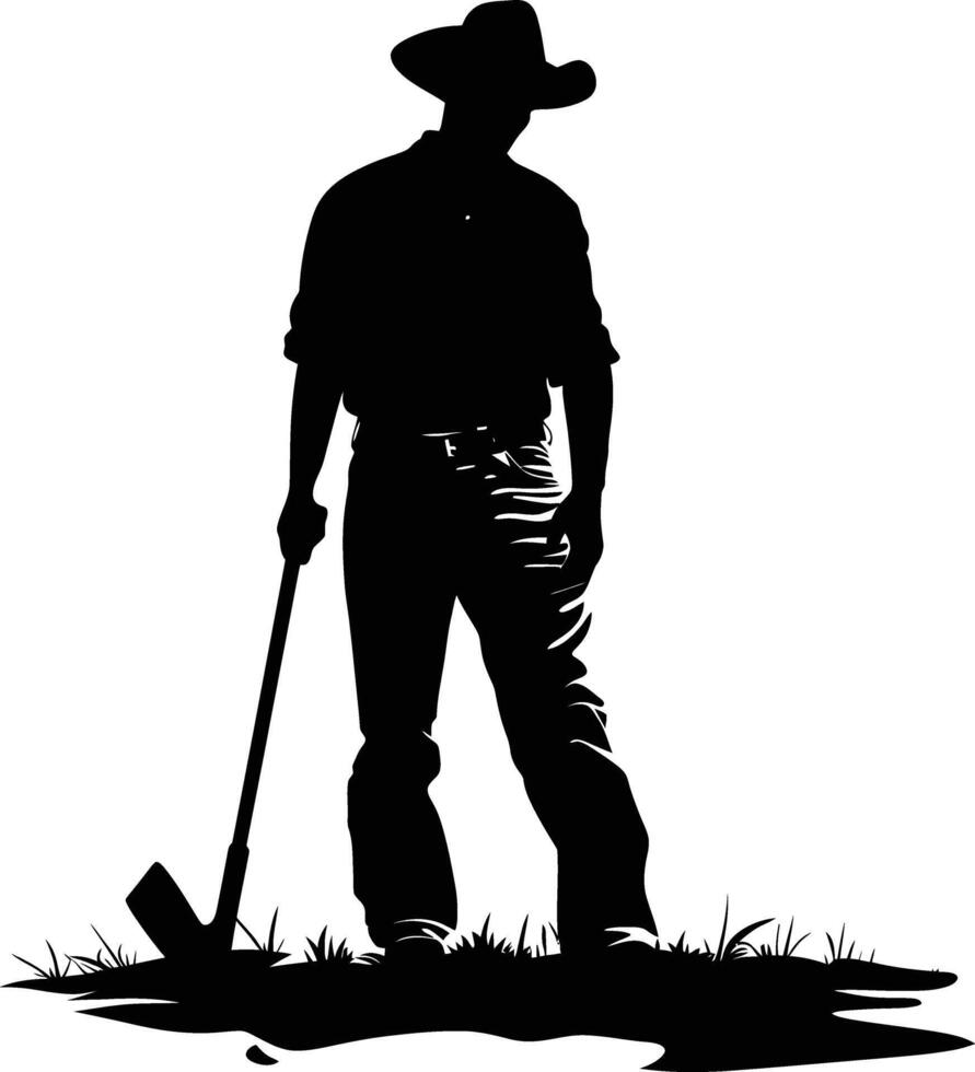 AI generated Silhouette farmer black color only full body vector