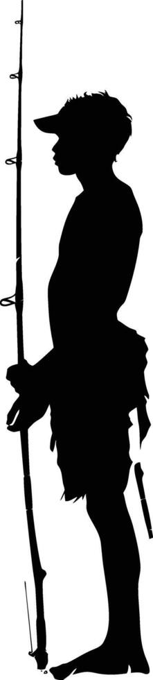 AI generated Silhouette fisherman black color only full body vector