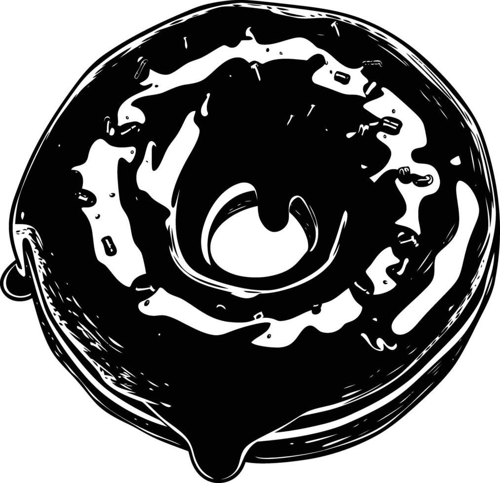 AI generated Silhouette donut black color only vector